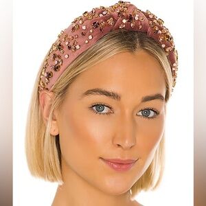 Lele Sadoughi Crystal Knotted Headband in Mauve